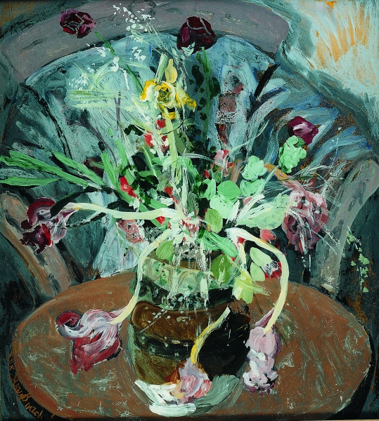 Der Strauss nach dem Fest, 1978, Hinterglasmalerei, 45x50 cm