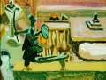 Im Bildhaueratelier, 2003, Hinterglasmalerei, 25,5x29 cm