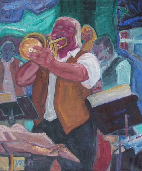 Jazzfest - Trompetensolo, 2007, Öl, Leinwand, 60x50 cm