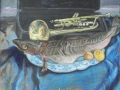 Jazzfest - Fisch auf dem Teller, 2006, Öl, Leinwand, 70x80 cm
