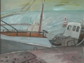 Kutter im Hafen von Nida II, 2005, Öl, Leinwand, 50x60cm