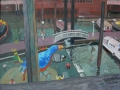 Speicherstadt mit blauem Vogel, 2004, Öl, Leinwand, 80x100 cm
