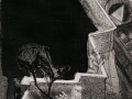 Aus der Folge Fussgängerbrücke - Dunkler Platz an der Brücke, 1983, Aquatinta und Radierung