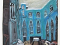Hackesche Höfe im Winter, 1992, Aquatinta mit Gouache übermalt, 50x40cm