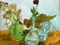 Stillleben mit Plastik, 1977, Hinterglasmalerei, 43x51 cm