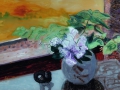Salomonsiegel und Hühnergott, 2005, Hinterglasmalerei, 42x60 cm