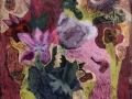 Verwandlung II, 2006, Hinterglasmalerei, radiert und collagiert, 50x40 cm